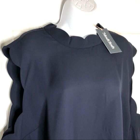 Modcloth Outstanding Scallops Sleeveless Blouse Navy Blue 4X - Picture 7 of 12